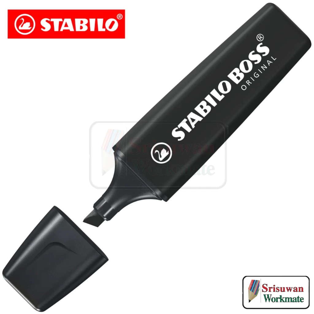 STABILO Boss 70/46 สีดำ 1 ด้าม ปากกาไฮไลท์ ปิดข้อความ ปากกาปิดข้อความ ปากกาเน้นข้อความ Germany Black Highlighter
