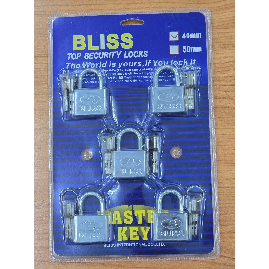 BLISS กุญแจระบบลูกปืนมาสเตอร์คีย์ 40 มิล จำนวน 5 ชุด ไขได้ในดอกเดียว