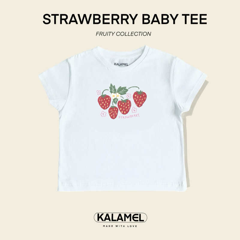 (NEW‼️) Kalamel เสื้อยืดผู้หญิง baby tee ลาย Strawberry