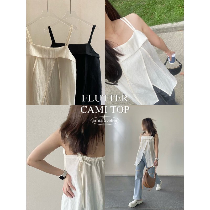 amia atelier | Flutter Cami Top เสื้อสายเดี่ยวตัวยาว ผ่าหน้า