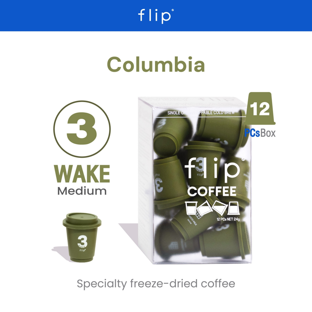 Flip No.3 Wake กาแฟสำเร็จรูป กาแฟผงพร้อมชง Specialty Instant Coffee Cold Brew กาแฟพิเศษ Columbia