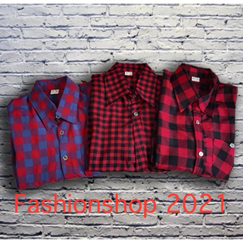 เสื้อลายสก๊อตแขนยาว เซิ้ตทำงาน ผ้านุ่มใส่สบาย