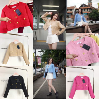 เสื้อแขนยาวทวิตทรงครอปกระดุมทองงานป้ายLady appleรหัส 26