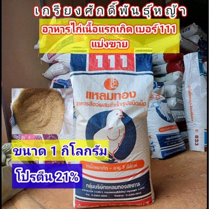 อาหารไก่แหลมทองเบอร์111 (แบ่งขาย 1 กิโล) เหมาะสำหรับไก่เนื้อแรกเกิด - 3 สัปดาห์  #เกรียงศักดิ์พันธุ์