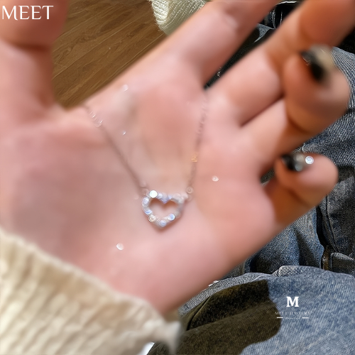 MEET💕พร้อมส่ง สร้อยเงิน Sweet love สร้อยเพชร สร้อยแฟชั่น สร้อยคอเงินแท้ สร้อยคอเกาหลี สร้อยคอเงิน