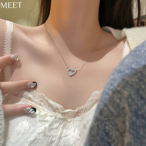 MEET💕พร้อมส่ง สร้อยเงิน Sweet love สร้อยเพชร สร้อยแฟชั่น สร้อยคอเงินแท้ สร้อยคอเกาหลี สร้อยคอเงิน