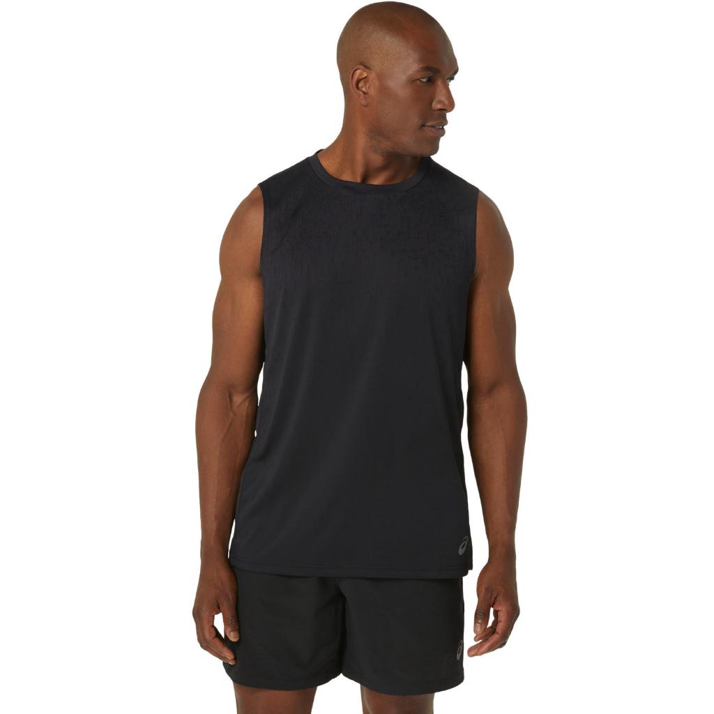 ASICS : ACTIBREEZE JACQUARD SLEEVELESS TOP MEN TRAINING ผู้ชาย เสื้อกล้าม ของแท้ PERFORMANCE BLACK