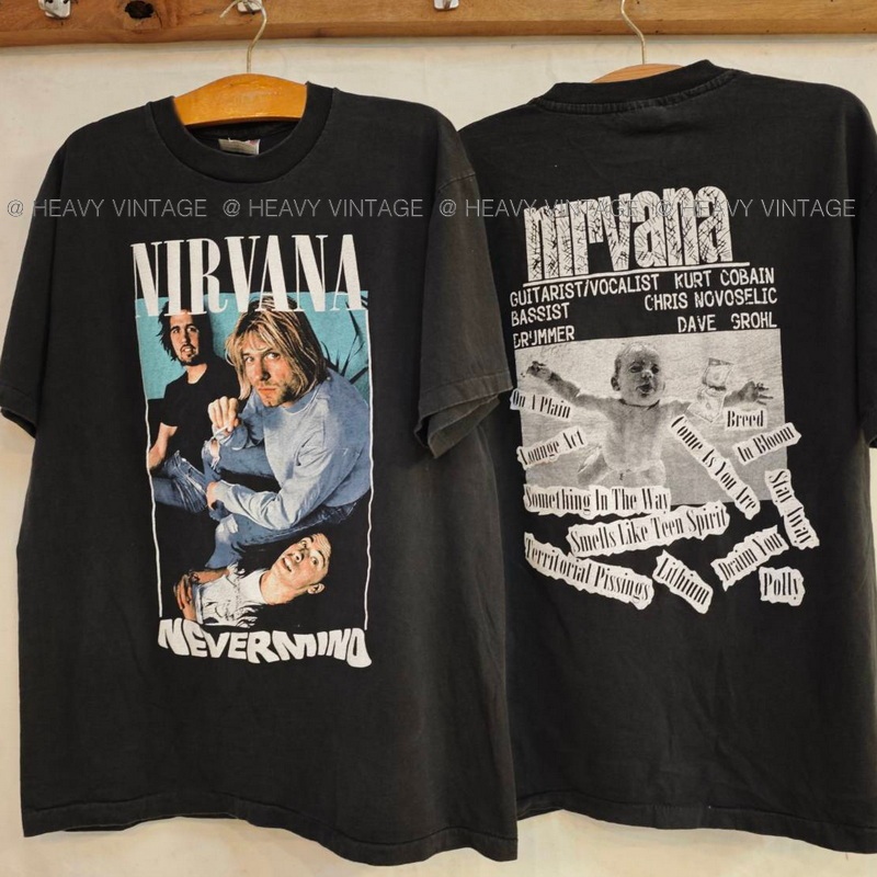 NIRVANA NEVERMIND Album @1992 Bio Washed เสื้อวินเทจ  เสื้อทัวร์ วงร๊อค เนอร์วาน่า vintage heavy vin