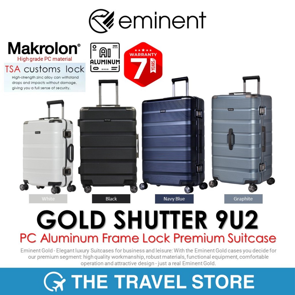 EMINENT GOLD SHUTTER 9U2 Aluminum Frame Lock Premium Suitcase กระเป๋าเดินทาง กระเป๋าเดินทางล้อลาก