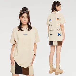 (จัดส่งตลอด 24 ชั่วโมง）Angle Official เสื้อยืดแขนสั้นโอเวอร์ไซส์ผู้หญิง พิมพ์ทั้งหน้าหลัง สไตล์เกาหลีมินิมอล T106