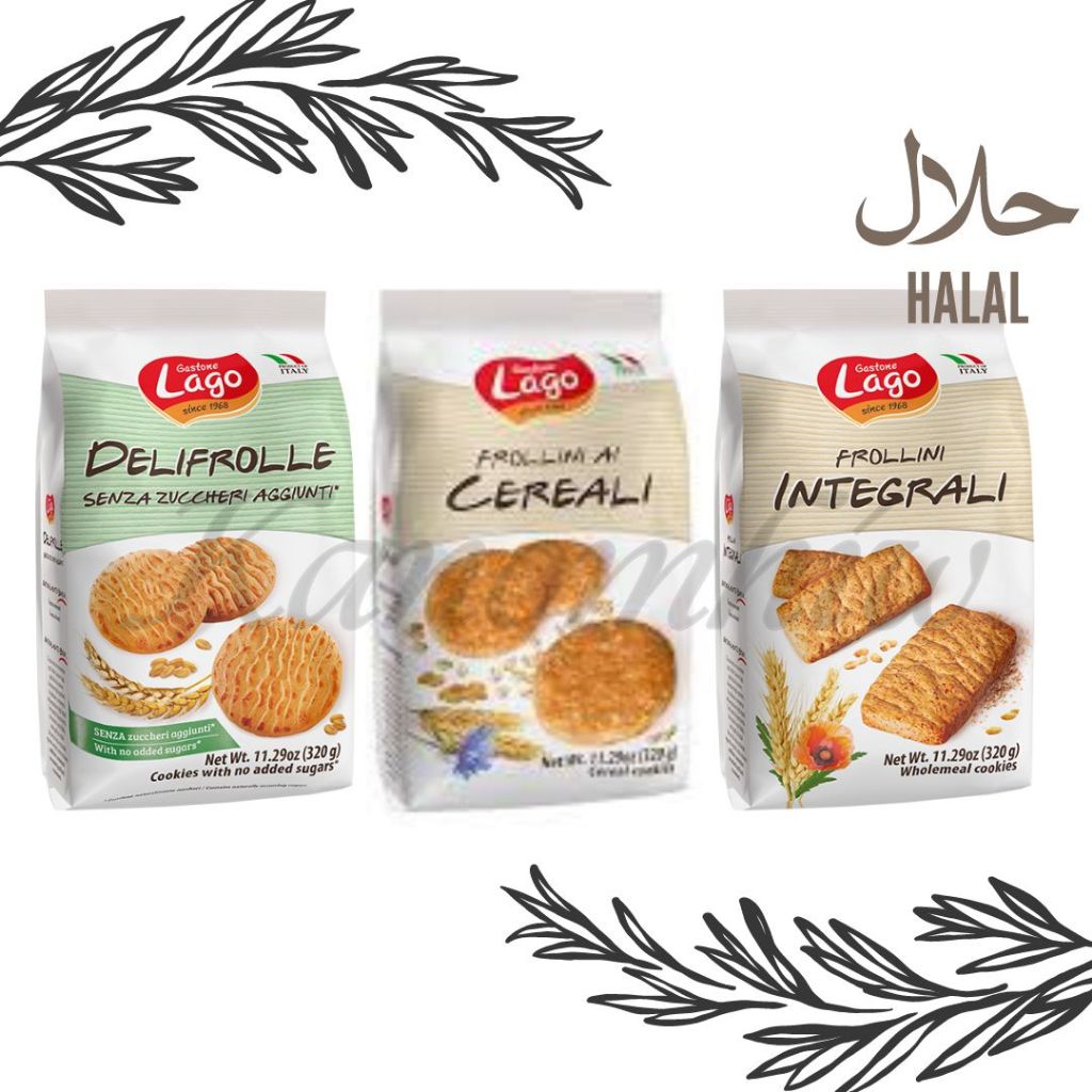 Gastone Lago Cookies จากประเทศอิตาลี มีHALAL มี 3 รสให้ได้เลือก ถุงใหญ่ ขนาด 320 กรัม