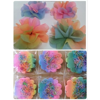 กระดาษสาห่อเหรียญสีพาสเทล100แผ่นพร้องยางโค้งใหญ่ขนาด9.7เซนต์