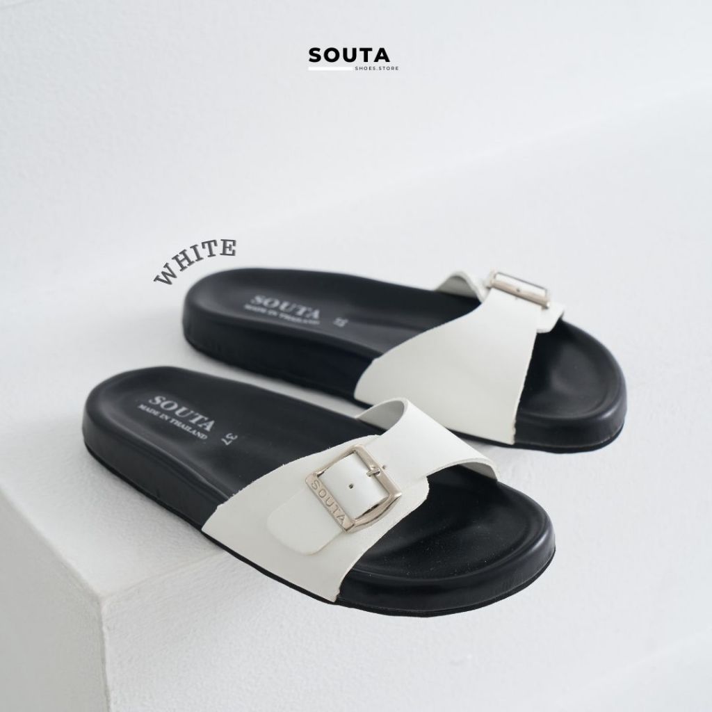 Black Ribbon - Souta.shoes รองเท้าแตะแบบสวม พื้นนิ่ม รุ่นพื้นดำ