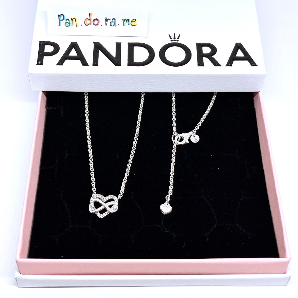 [พร้อมส่ง สินค้าแท้ ]แถมกล่องและถุง สร้อยคอแพนโดร่า Pandora Sparkling Infinity Heart Necklace