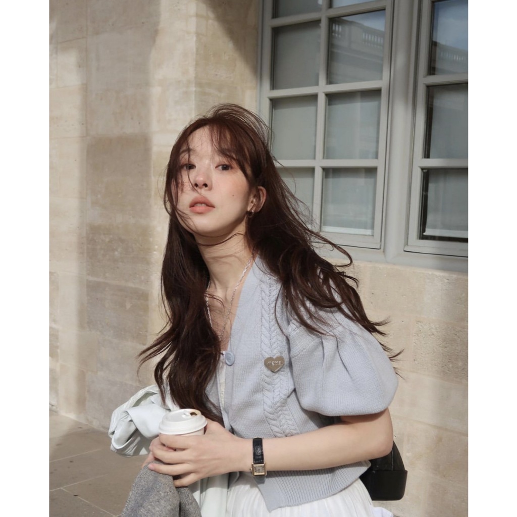 Pre10-15วัน เสื้อคลุมแขนสั้น เสื้อคาร์ดิแกนไหมพรม Fletta