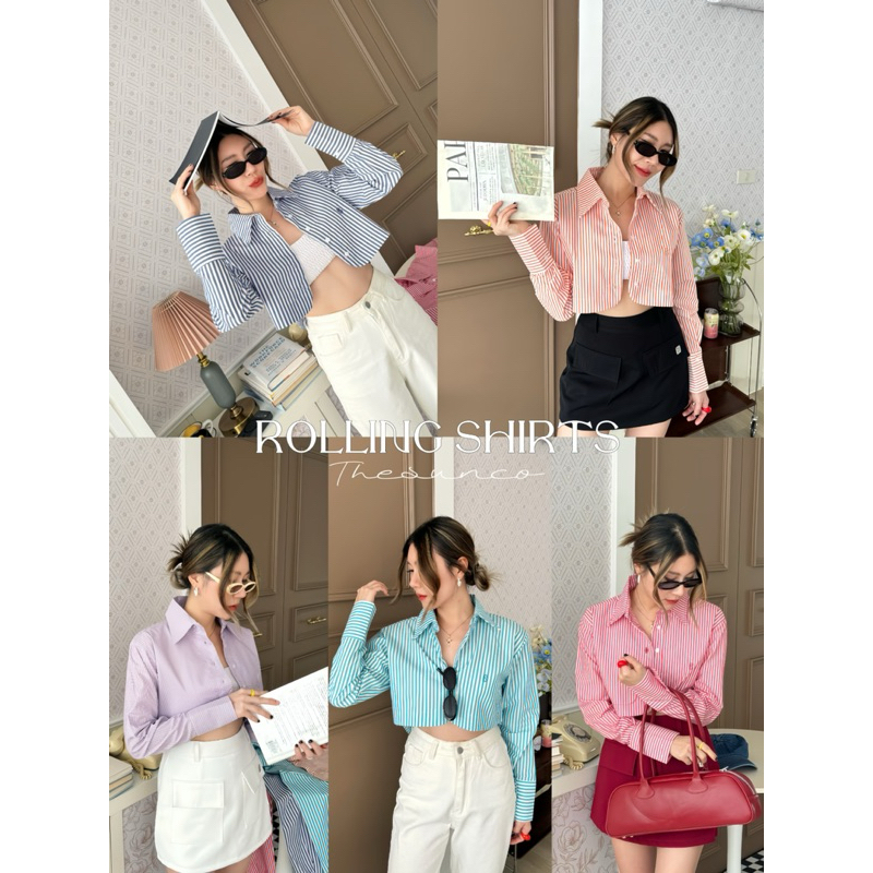THESUNCO - Rolling Shirts เสื้อครอปเชิ้ต “หน้าสั้น-หลังยาว” ทรงสวย