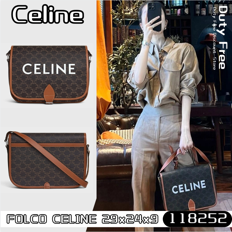 💼Celine FOLCO CELINE PRINT AND LOGO PRINT MESSENGER BAG เซลีน✨กระเป๋าสะพายผู้ชาย