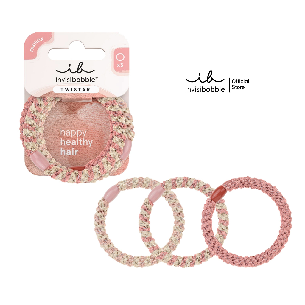 invisibobble ยางรัดผม ถนอมเส้นผม รุ่น TWISTAR สี Blush Braids (1 กล่องบรรจุ 3 ชิ้น)