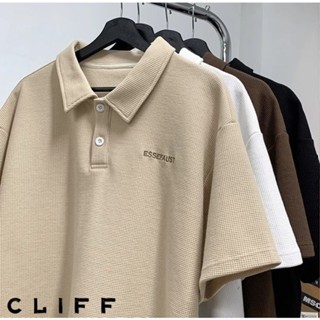 CLIFF -COD✅เสื้อโปโลผู้ชาย วาฟเฟิล แขนสั้นคอปก ลำลอง แบบหลวม…