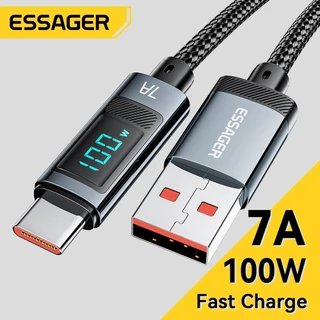 สายเคเบิลจอแสดงผลดิจิตอล USB Type C, Essager, 7A PD 100W, การชาร์จอย่างรวดเร็ว, สายเคเบิลข้อมูล USB C, for HUAWEI Xiaomi