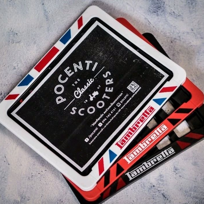 ใหม่!! กรอบทะเบียน Lambretta ลายธง ตรงรุ่น แลมเบรตต้า X300 X200 G350 V200 V125 ดีไซน์สวย มีหลายสีให้เลือก : Pocenti
