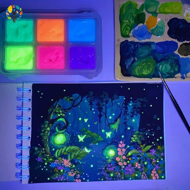 MIYA Gouache ผงน้ำ สีเรืองแสง สีกวอช Noctilucent 6 สี*23ml มันจะส่องแสงในที่มืด