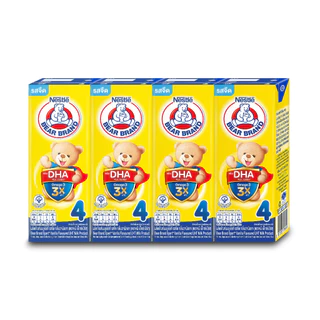 [นมกล่อง] BEAR BRAND UHT นมยูเอชที ตราหมี พรีไบโอพลัส ดีเอชเอ สูตร4 รสจืด กลิ่นวานิลลา 180 มล. (3 ลัง : 108 กล่อง)