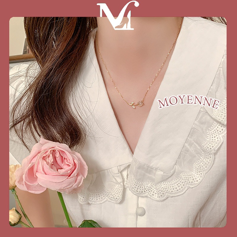 MOYENNE สร้อยคอทิวลิปมีสไตล์ สไตล์เรียบง่าย คุณภาพสูง มีสองสีให้เลือก