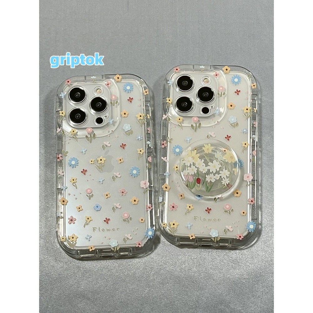 จัดส่ง24ชม for iPhone 15 14 13 12 11 Pro max case for เคสไอโฟน15 บางเบาพกพาง่าย ดอกไม้ โปร่งใส griptok Case