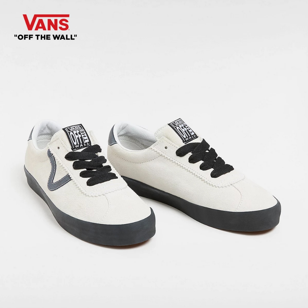 VANS SPORT LOW - SUEDE WHITE/BLACK รองเท้าผ้าใบ รองเท้า ผู้หญิง ผู้ชาย