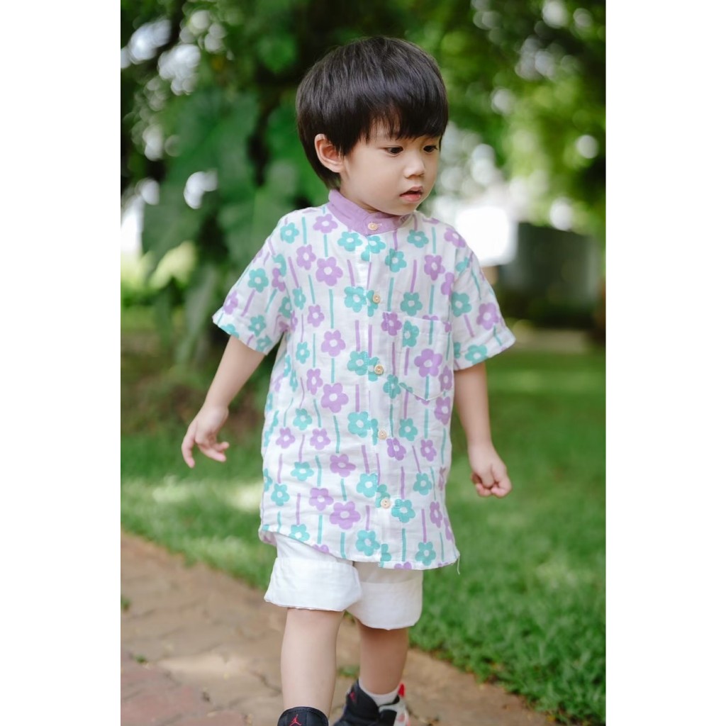 เชิ้ตเด็กผู้ชาย สาลูลายดอก (6เดือน-8ขวบ)