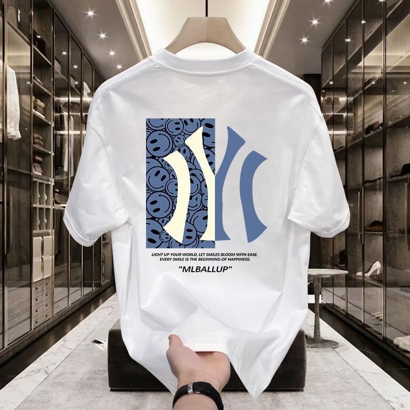 UT ขายดี🔥เสื้อยืด โอเวอร์ไซส์ คอกลม unisex ทรงสวย ผ้าคอตตอน ผ้าฝ้ายใส่สบาย สไตล์เกาหลี สไตล์สตรีทพิมพ์ NY MLBALLUB