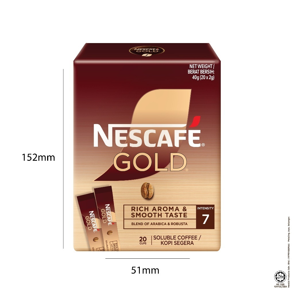 เนสกาแฟ Nescafe Gold stickbox 20 ซอง:กล่อง กาแฟดำ Rich and Smooth Coffee 20 cup