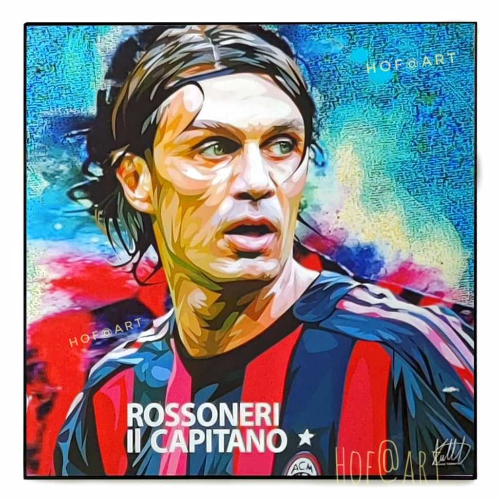 Paolo Maldini เปาโล มัลดินี่ เอซี มิลาน รูปภาพ​ติด​ผนัง​ pop art ฟุตบอล​ football กรอบรูป​​ รูปภาพ​ 