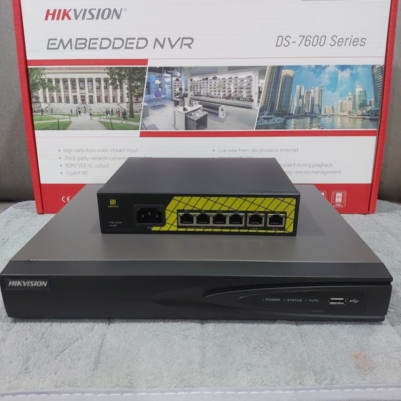ชุดเครื่องบันทึกIP HIKVISION+POEGENATAพร้อมPOE 4CH พร้อมติดตั้ง