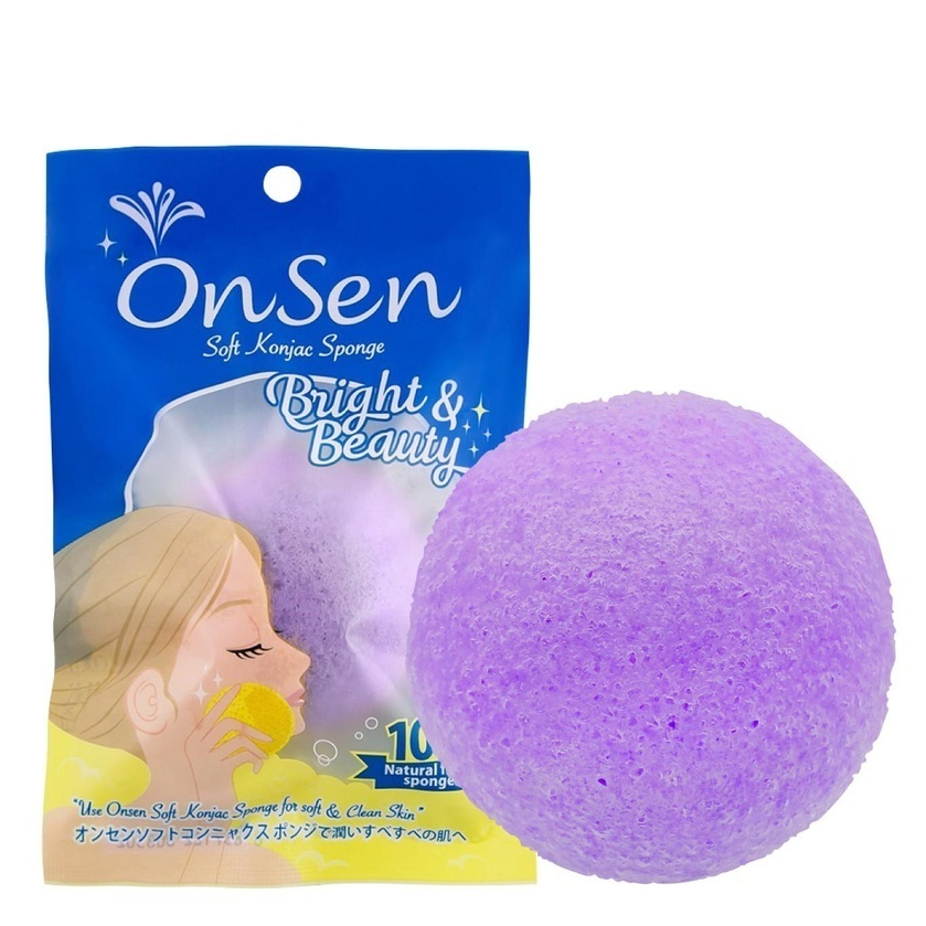 Onsen Soft Konjac Sponge ออนเซ็น ใยบุกนุ่มขัดผิว แบบกลม สำหรับผิวหน้า (คละสี)
