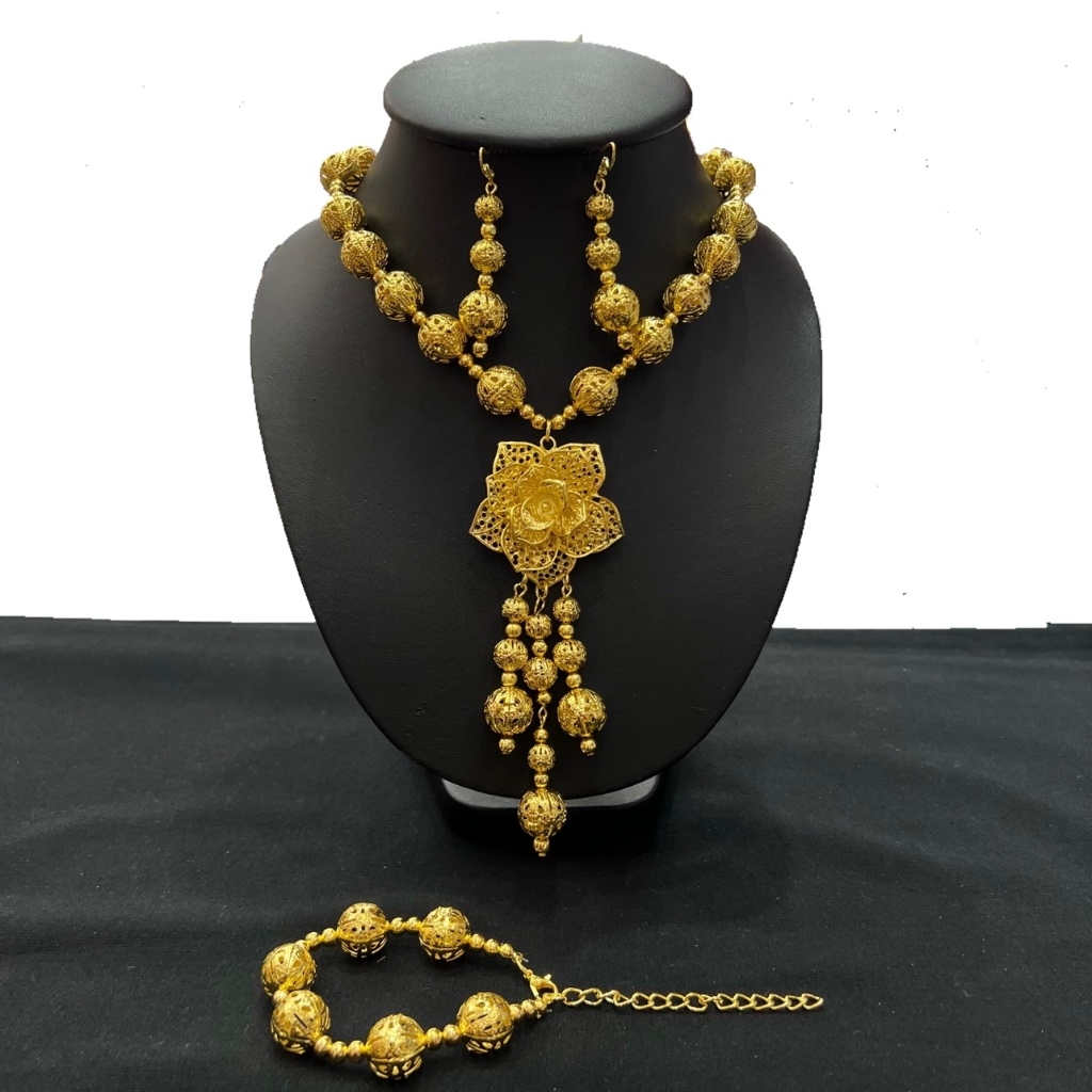 Accessories ชุดสร้อยต่างหูเจอะ เครื่องประดับชุดไทยดอกไม้ สีทอง รมดํา เงิน นาค