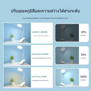 JMAXโคมไฟ รุ่น LED1942 โคมไฟหนีบขอบโต๊ะ หัวเตียง อ่านหนังสือ ตั้งทำงาน ปรับได้3 ระดับ พับเก็บได้ ขนาดพกพา ใช้งานง่าย