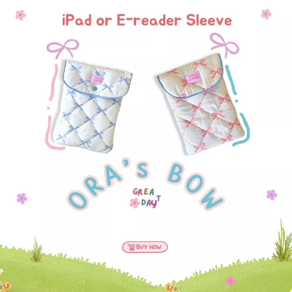 กระเป๋าใส่ไอแพด,E-reader,Kindle รุ่นโบว์ฟ้าชมพู(iPad sleeve)