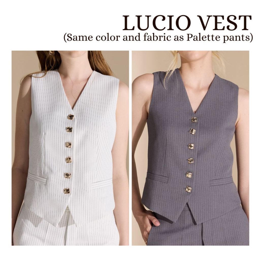 MAVE เสื้อ รุ่น Lucio Vest สี White stripe, Grey stripe