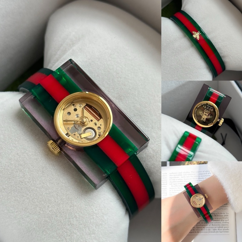 พร้อมส่งนาฬิกา New Gucci watch ทรงกำไล เปิดอ้าด้านข้าง ดีไซน์เกร์ / ❤️🟢 ขนาด 40 x 24 มม. อปก กล่อง ค