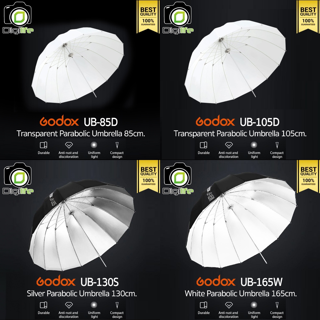 Godox Umbrella Parabolic ร่มพาลาโบลิค UB-85D,UB-105D,UB-130D,UB165D,UB-85S,UB-105S,UB-130S,UB165S,UB-85W,UB-105W,UB-105W