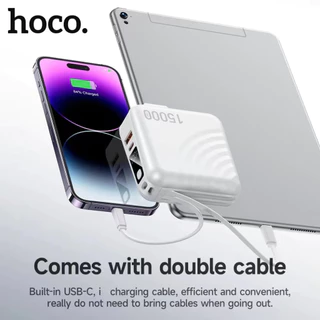 พาวเวอร์แบงก์ แบตสำรอง HOCO A6 Power Bank 15000mAh PD20W+22.5W ชาร์จเร็ว Fast Charging พร้อมสายชาร์จในตัว