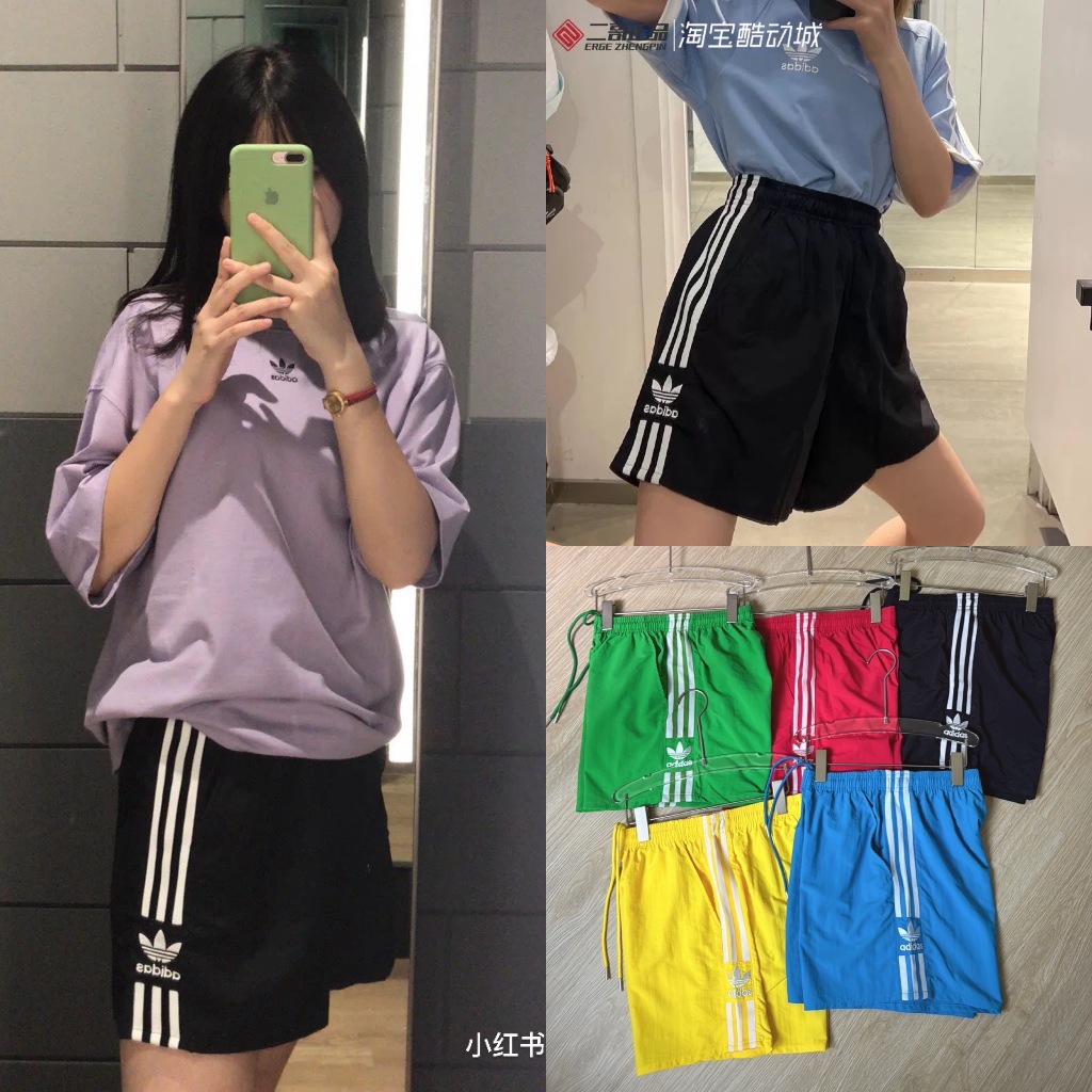 กางเกงขาสั้น สีสันสดใส สไตล์90s เเมทกับอะไรก็เข้า งานเกรดนำเข้า เอวยางยืดอย่างดี งานปักโลโก้