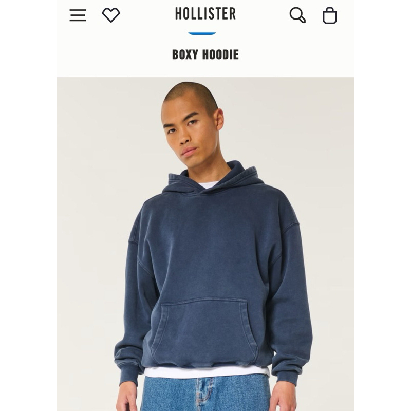 HOLLISTER Boxy Fit Hoodie เสื้อฮู้ด แบบสวมศรีษะ โฮลิสเตอร์