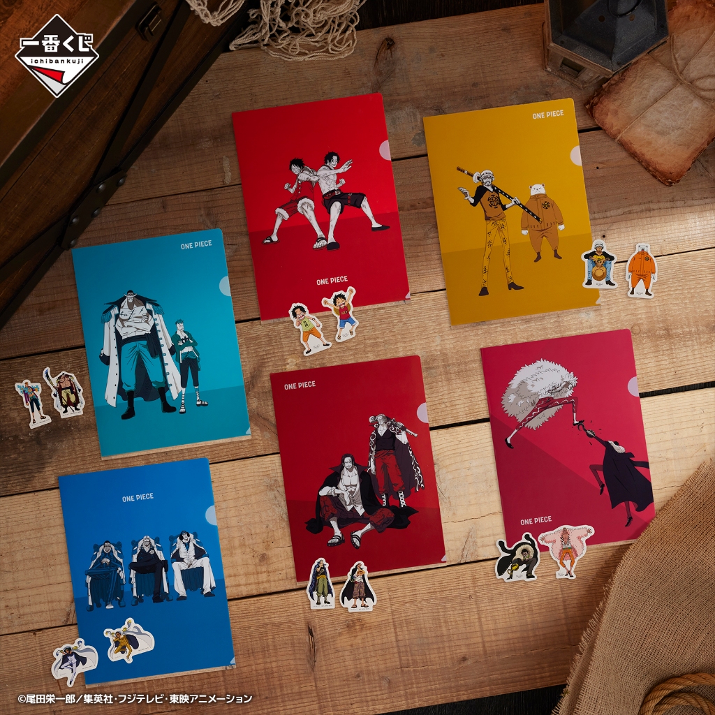 One Piece Ichiban Kuji Whitebeard Pirates Father and Sons แฟ้ม A4 ของใหม่ในซีน แฟ้ม1อัน สติ๊กเกอร์ ขนาด7ซม. 2อัน