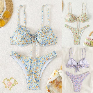 BikiniSexy 👙👙 ชุดว่ายน้ําเซ็กซี่ ชุดว่ายน้ำแฟชั่น ดอกไม้ สายรัดหน้าอก มี โครง เนื้อผ้าดี พร้อมส่งจากไทย