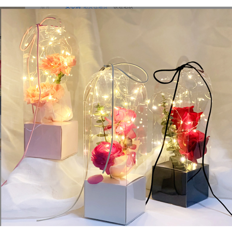 ✅พร้อมส่ง✅กล่องPVCใสใส่ดอกไม้DIY มีฐานรองสำหรับใส่ดอกไม้ เป็นของขวัญให้กันในวันพิเศษ (รุ่นช่อเดี่ยว)