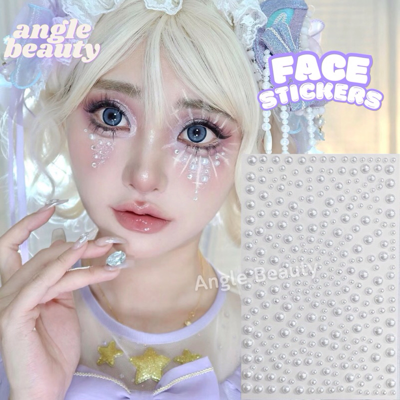 ส่งด่วน Face Stickers สติ๊กเกอร์ติดหน้า ไข่มุก เพชร หลากสี