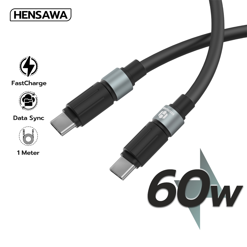 Hensawa สายชาร์จเร็ว Type-C to Type-C IP 27W 60W วัสดุ PVC 1 เมตร รุ่น US5099 ทนทาน Fast Charge Cable & Sync สายชาร์จไว